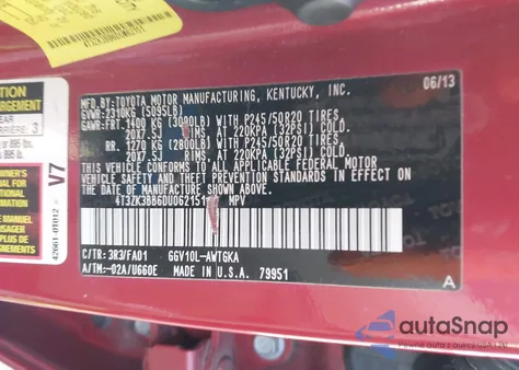 2013 Toyota Venza Le V6 from USA, damaged, VIN 4T3ZK3BB6DU062151